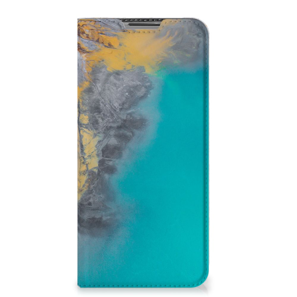 OPPO A73 5G Standcase Marble Blue Gold