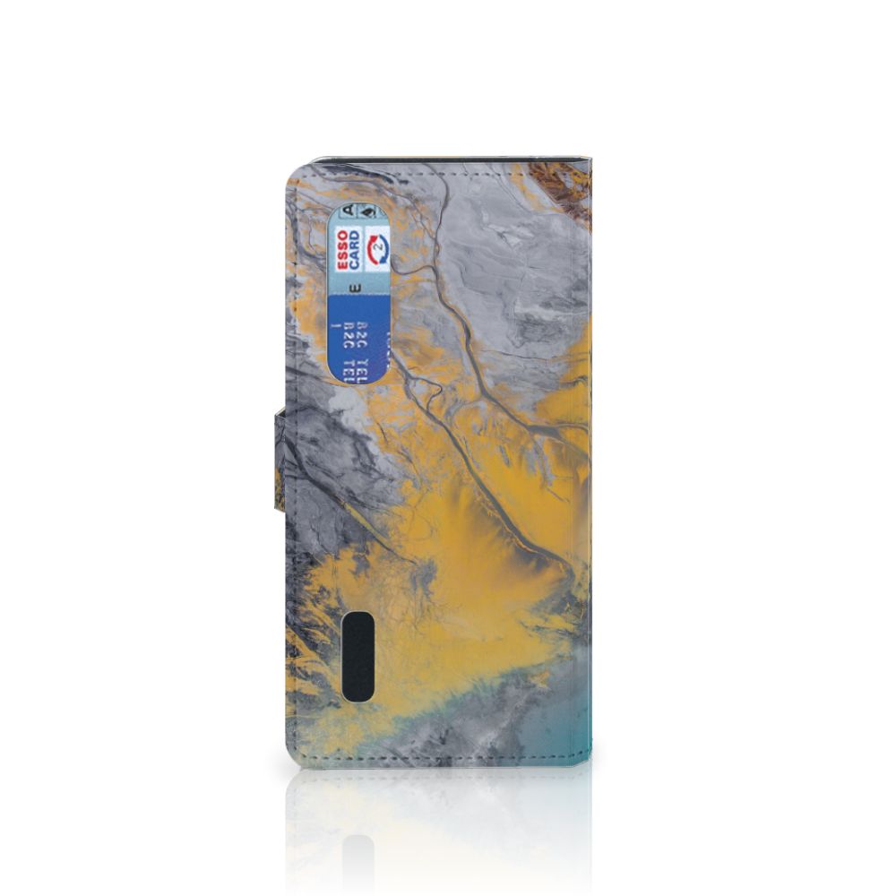 OPPO Find X2 Pro Bookcase Marble Blue Gold