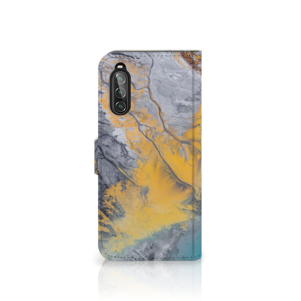 Sony Xperia 10 II Bookcase Marble Blue Gold