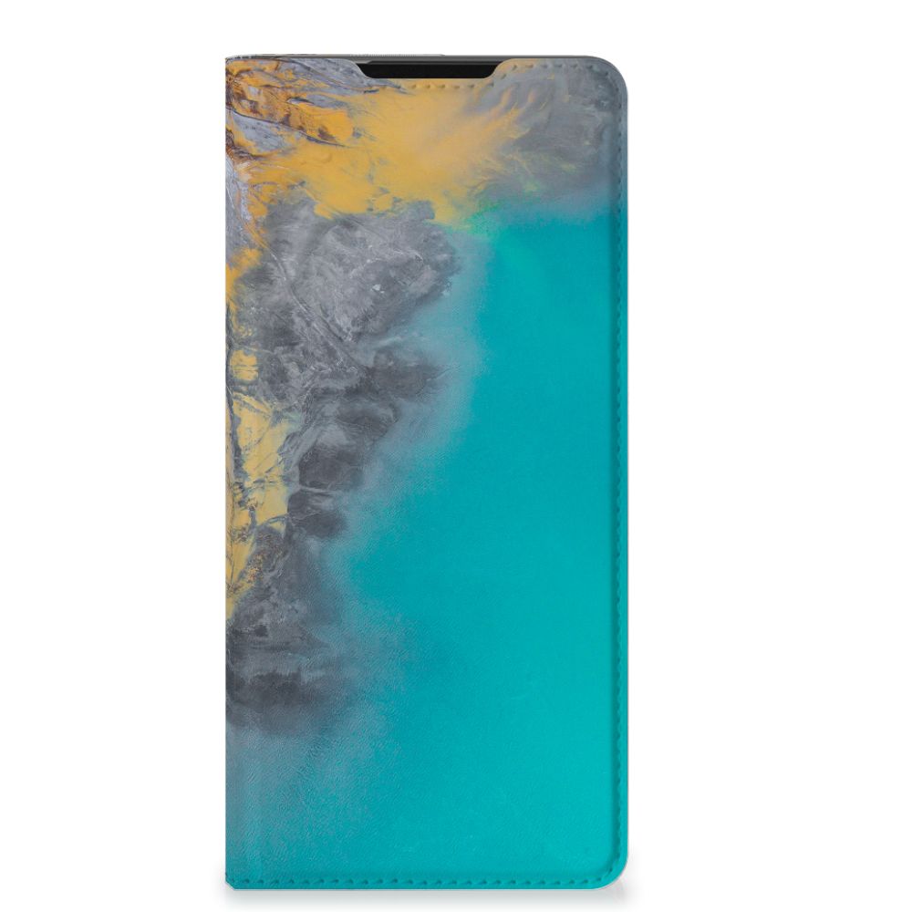 Samsung Galaxy S21 Ultra Standcase Marble Blue Gold