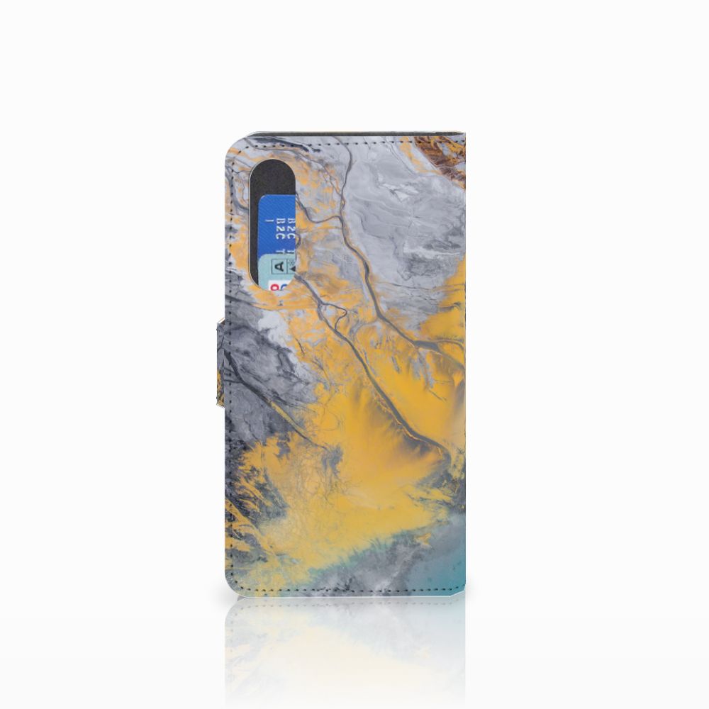 Huawei P30 Bookcase Marble Blue Gold