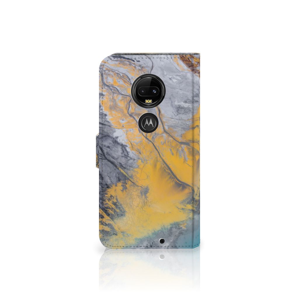 Motorola Moto G7 | G7 Plus Bookcase Marble Blue Gold