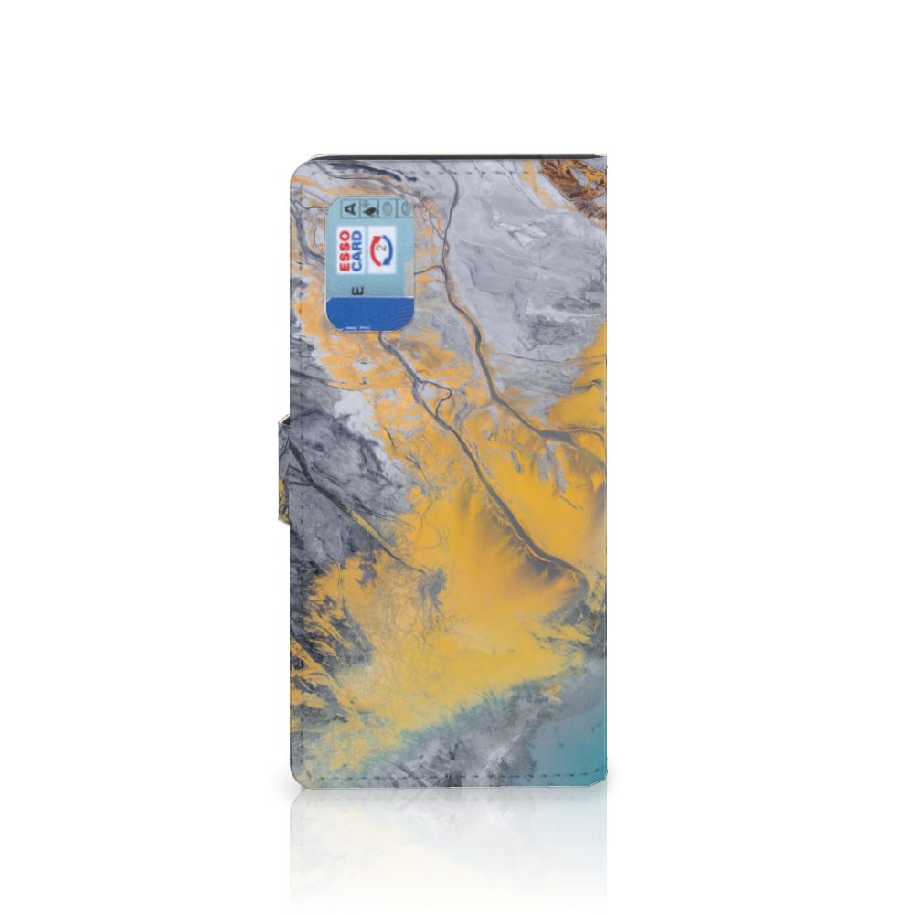 Samsung Galaxy A02s | M02s Bookcase Marble Blue Gold