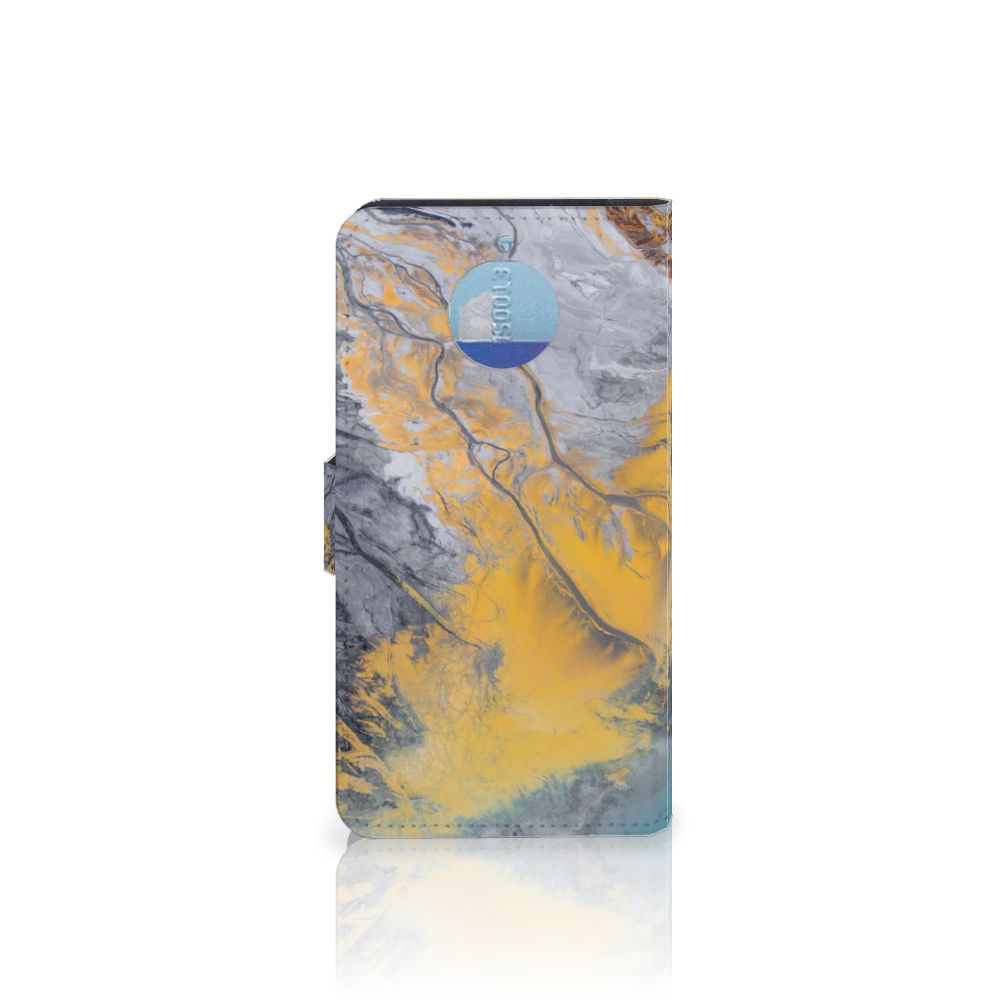 Motorola Moto G5S Plus Bookcase Marble Blue Gold