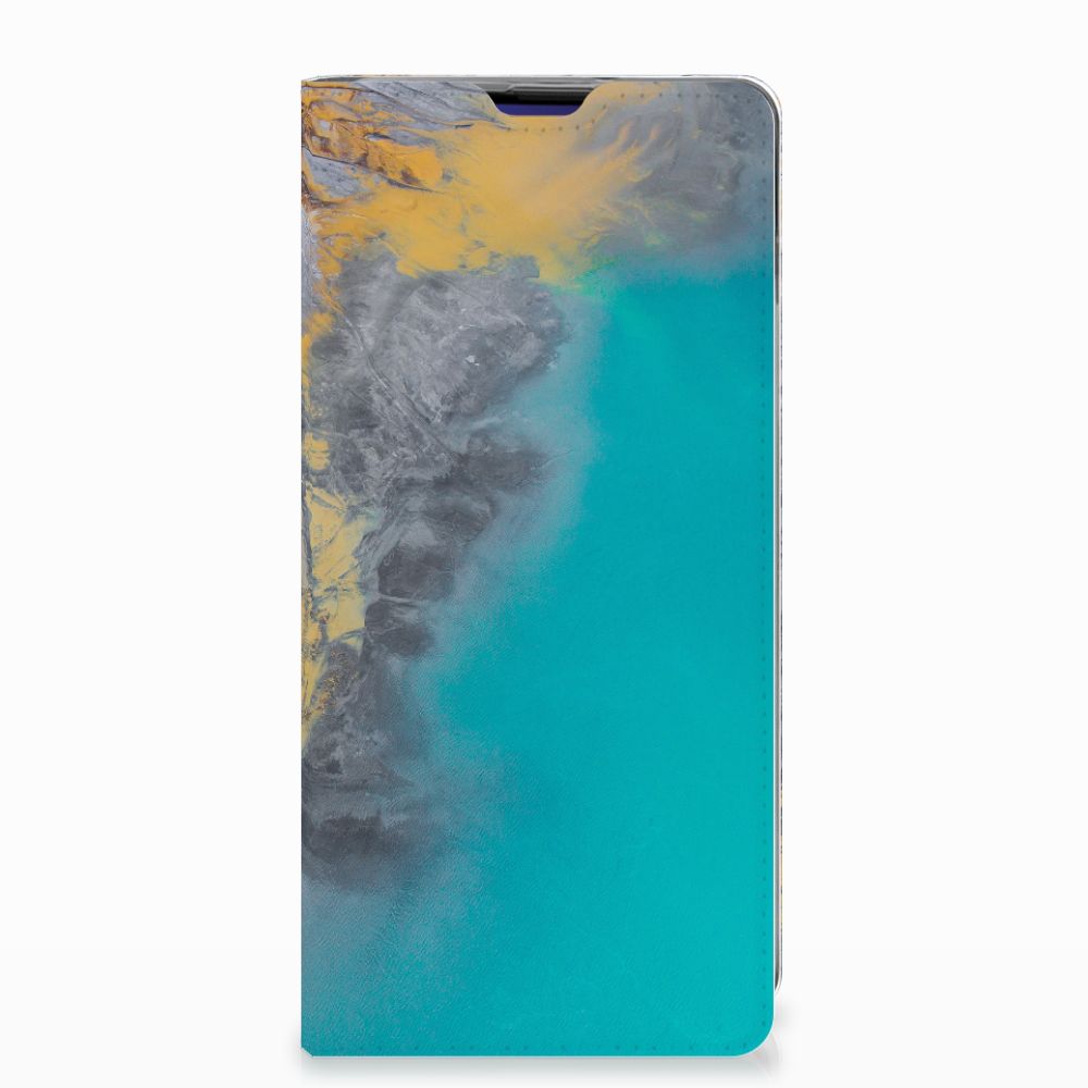 Samsung Galaxy S10 Plus Standcase Hoesje Design Marble Blue Gold