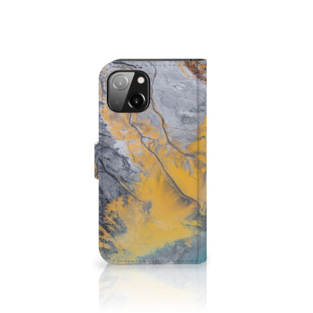 Apple iPhone 13 Bookcase Marble Blue Gold