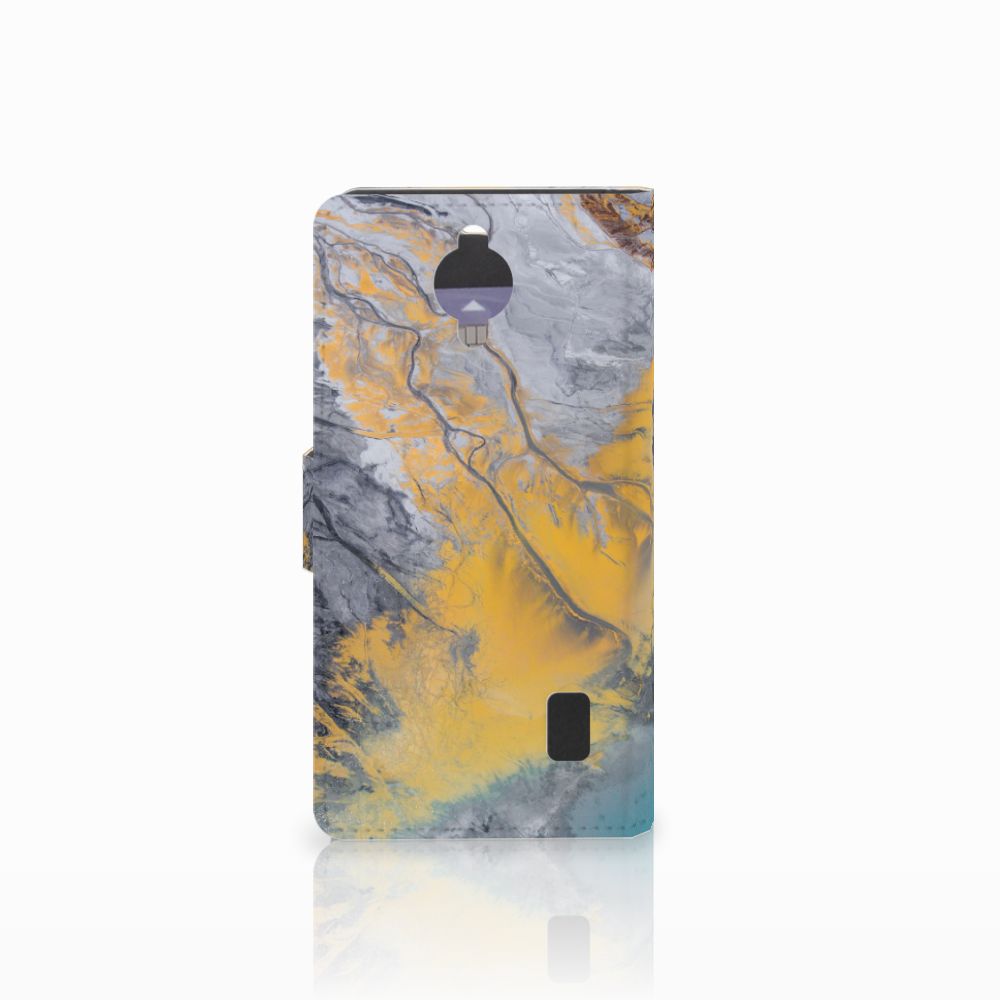 Huawei Y635 Bookcase Marble Blue Gold