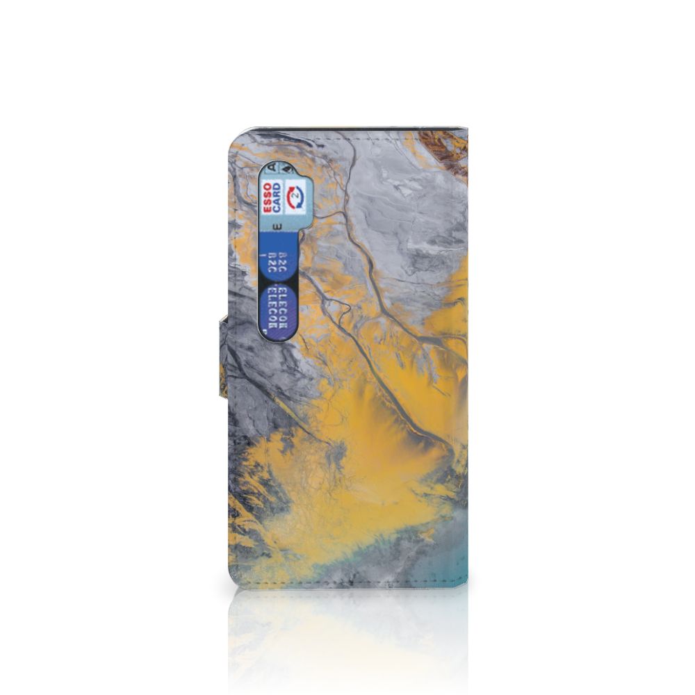 Xiaomi Mi Note 10 Pro Bookcase Marble Blue Gold