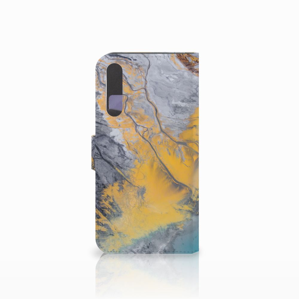 Huawei P20 Pro Bookcase Marble Blue Gold