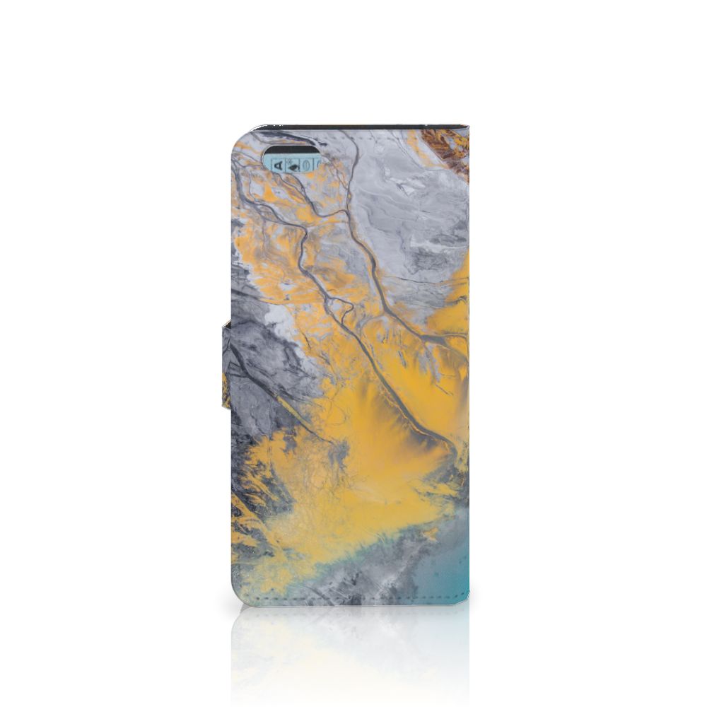 Apple iPhone 6 Plus | 6s Plus Bookcase Marble Blue Gold