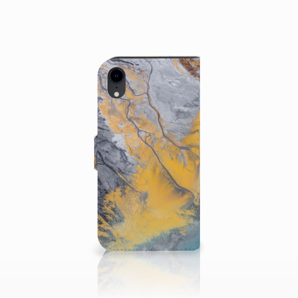 Apple iPhone Xr Bookcase Marble Blue Gold