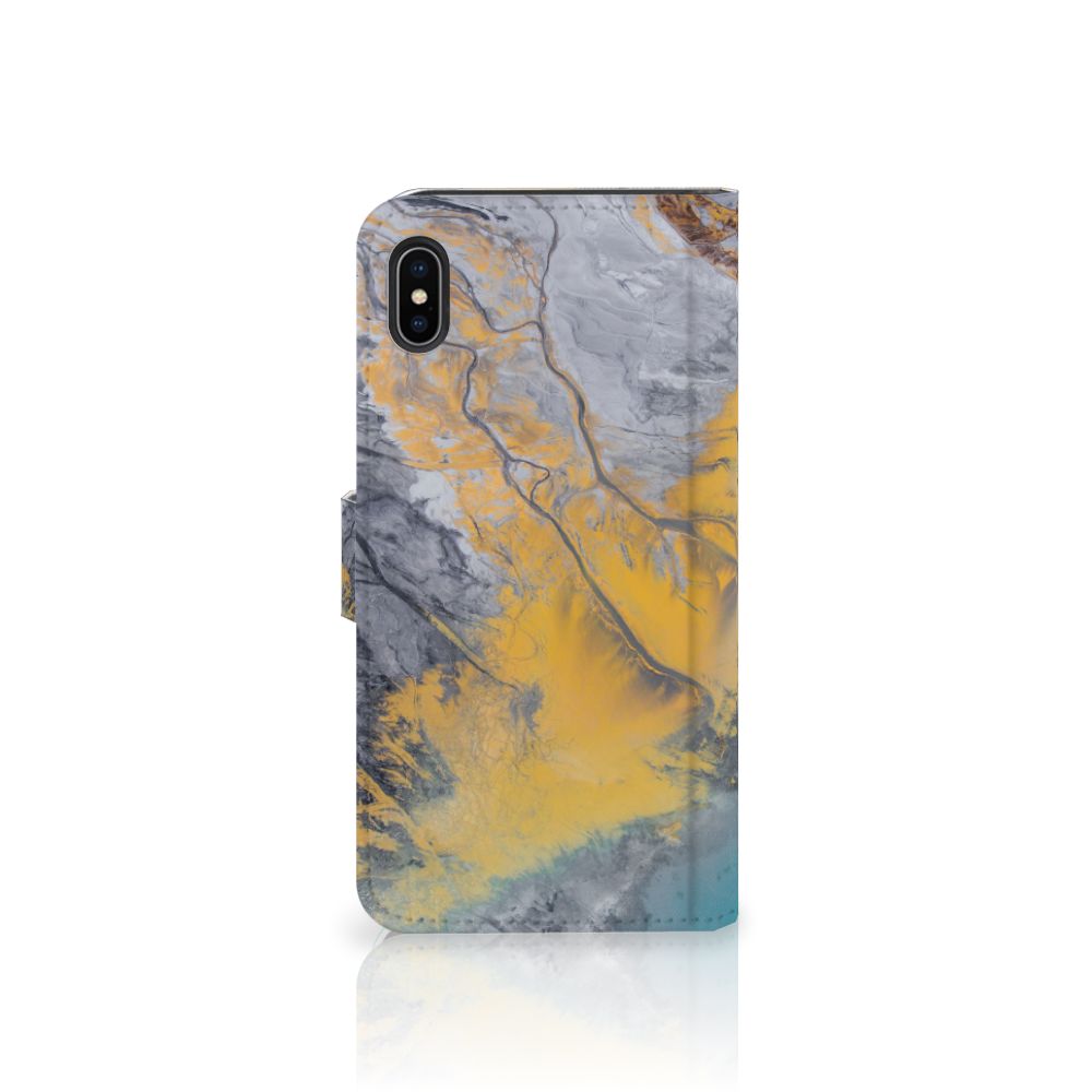 Apple iPhone Xs Max Bookcase Marble Blue Gold
