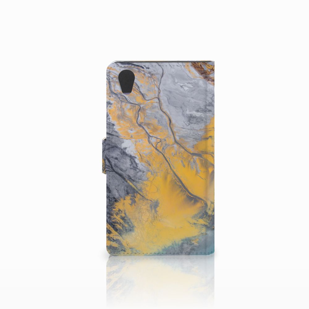 Sony Xperia L1 Bookcase Marble Blue Gold