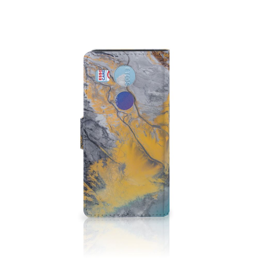 LG Nexus 5X Bookcase Marble Blue Gold
