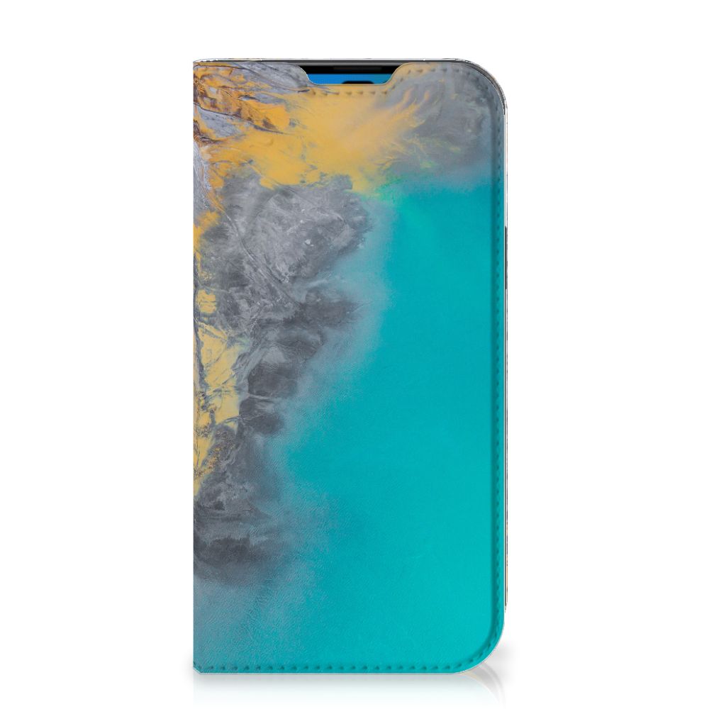 iPhone 14 Pro Standcase Marble Blue Gold