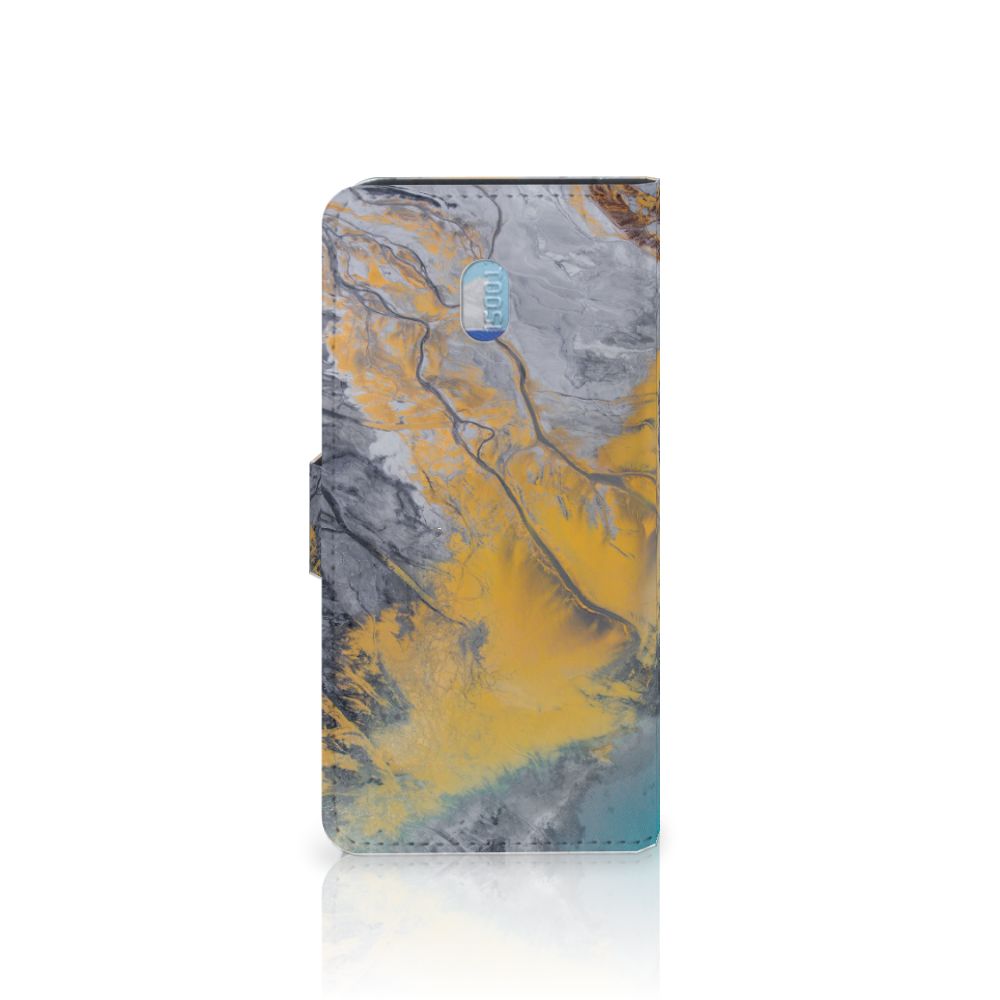 Xiaomi Redmi 8A Bookcase Marble Blue Gold