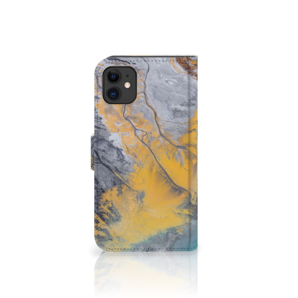 Apple iPhone 11 Bookcase Marble Blue Gold