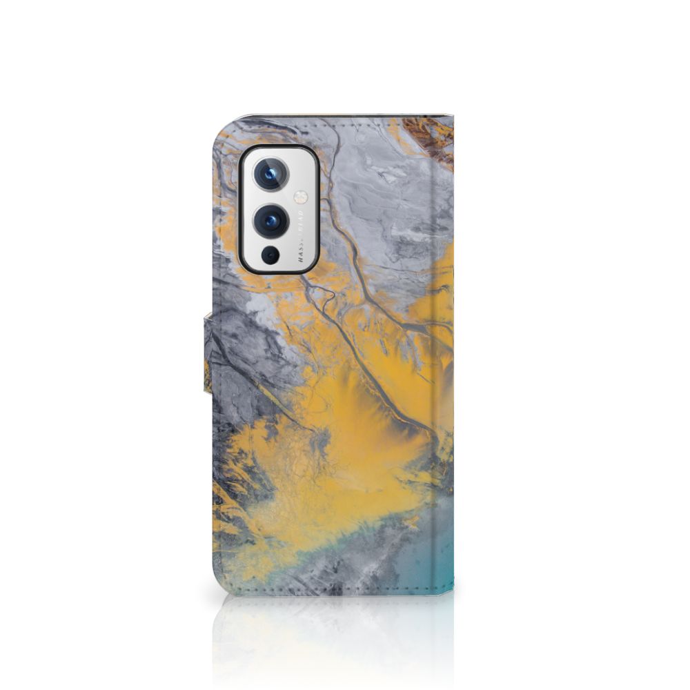 OnePlus 9 Bookcase Marble Blue Gold