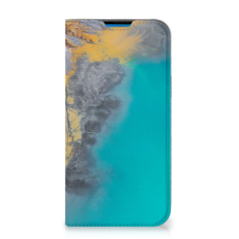 iPhone 14 Pro Max Standcase Marble Blue Gold