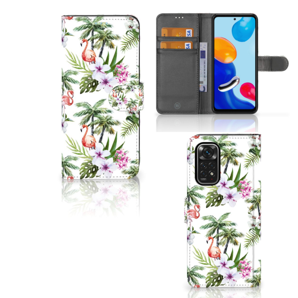 Xiaomi Redmi Note 11/11S Telefoonhoesje met Pasjes Flamingo Palms