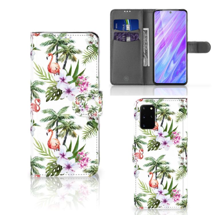 Samsung Galaxy S20 Plus Telefoonhoesje met Pasjes Flamingo Palms