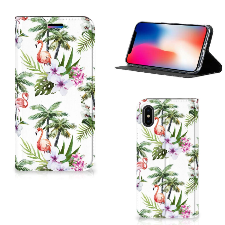 Apple iPhone X | Xs Standcase Hoesje Design Flamingo Palms