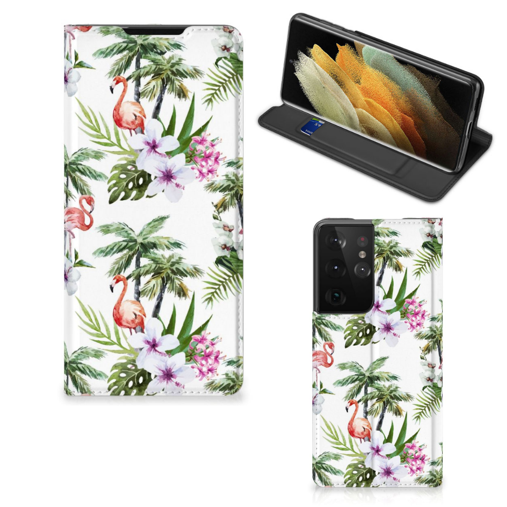 Samsung Galaxy S21 Ultra Hoesje maken Flamingo Palms