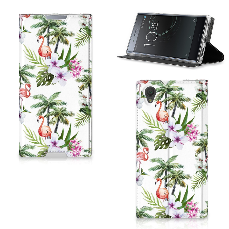 Sony Xperia L1 Standcase Hoesje Design Flamingo Palms