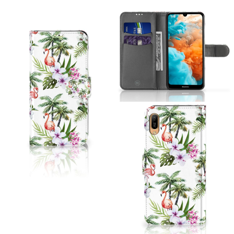Huawei Y6 (2019) Telefoonhoesje met Pasjes Flamingo Palms