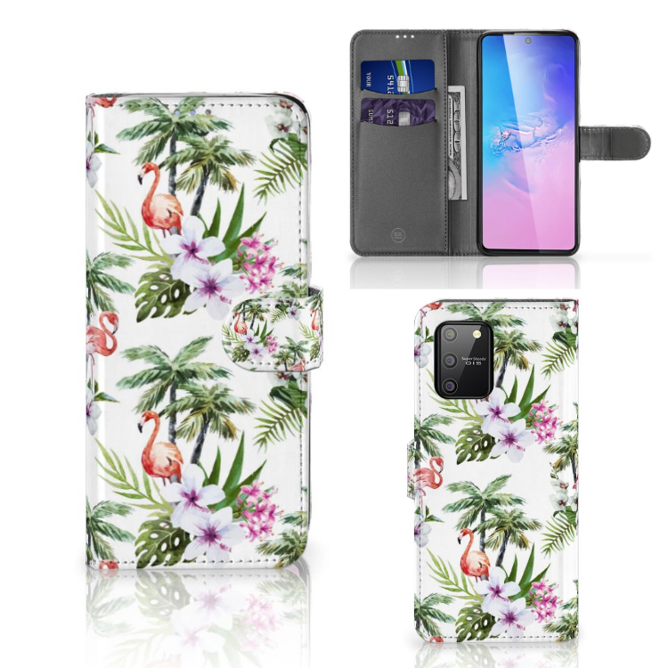 Samsung S10 Lite Telefoonhoesje met Pasjes Flamingo Palms