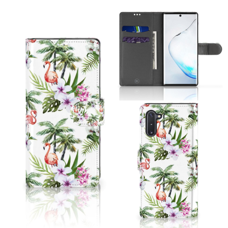 Samsung Galaxy Note 10 Telefoonhoesje met Pasjes Flamingo Palms