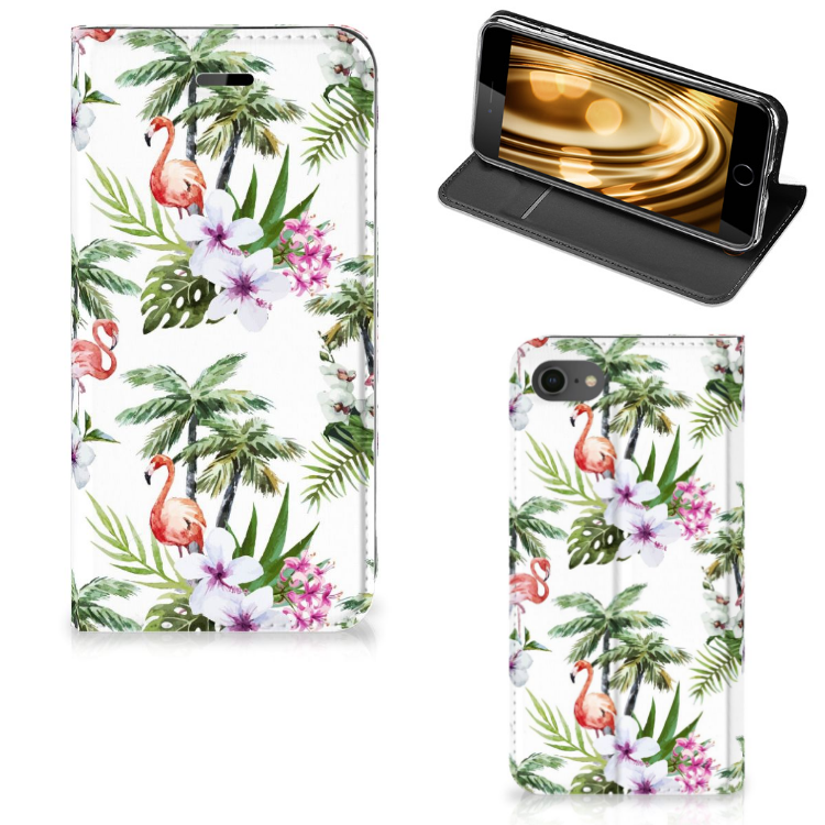 Apple iPhone 7 | 8 Standcase Hoesje Design Flamingo Palms