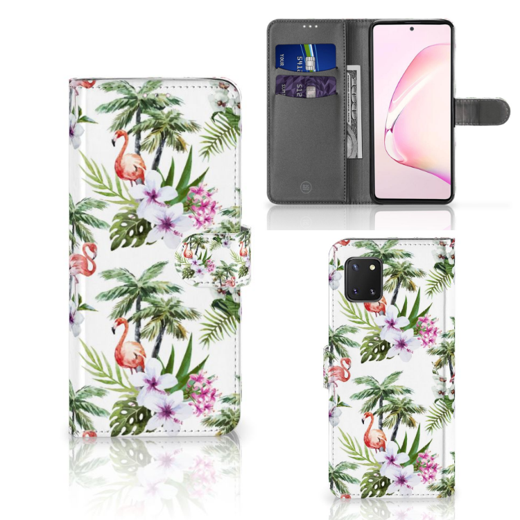 Samsung Note 10 Lite Telefoonhoesje met Pasjes Flamingo Palms