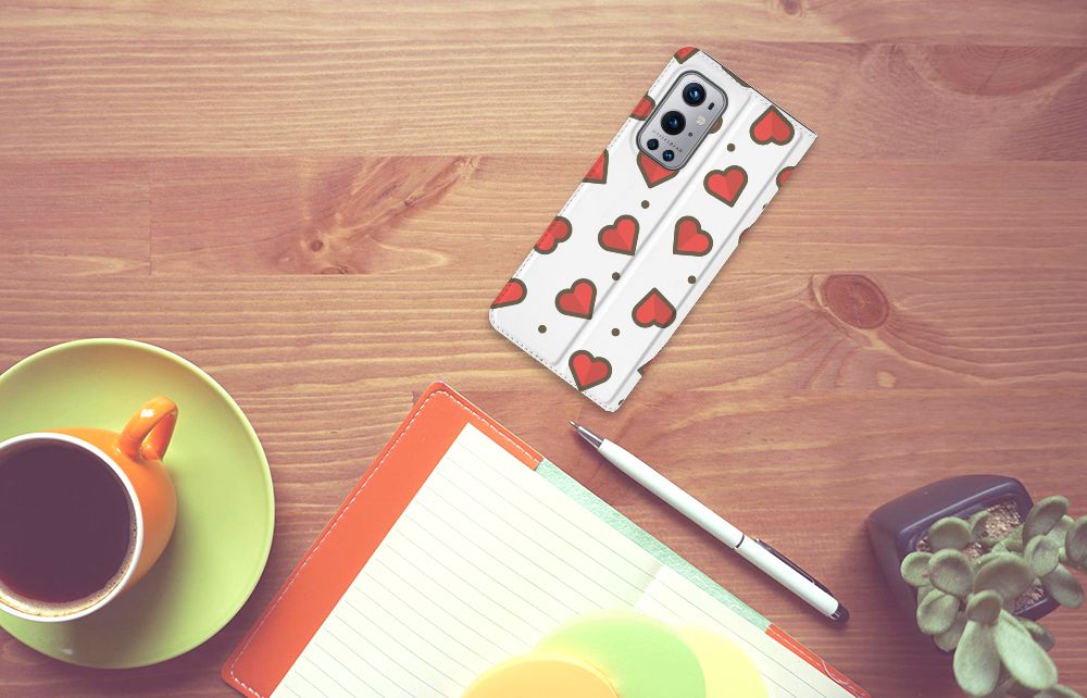 OnePlus 9 Pro Hoesje met Magneet Hearts