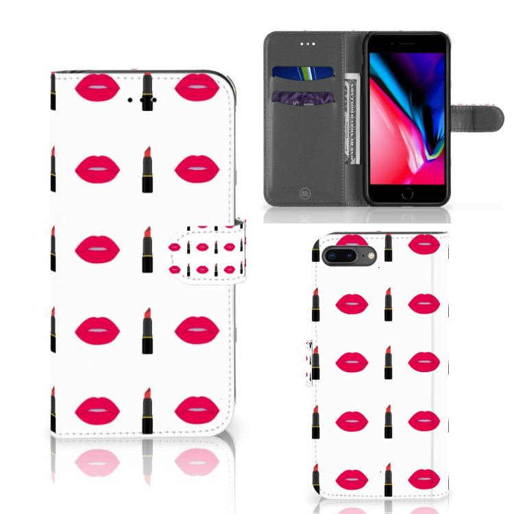 Apple iPhone 7 Plus | 8 Plus Boekhoesje Design Lipstick Kiss