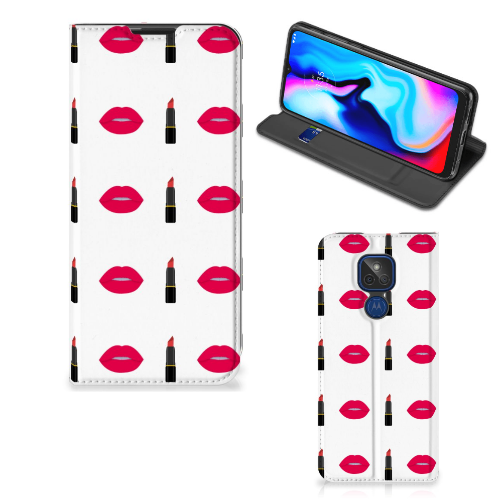 Motorola Moto G9 Play Hoesje met Magneet Lipstick Kiss
