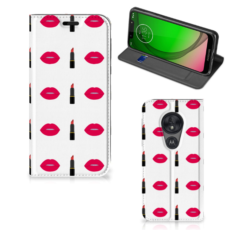 Motorola Moto G7 Play Hoesje met Magneet Lipstick Kiss