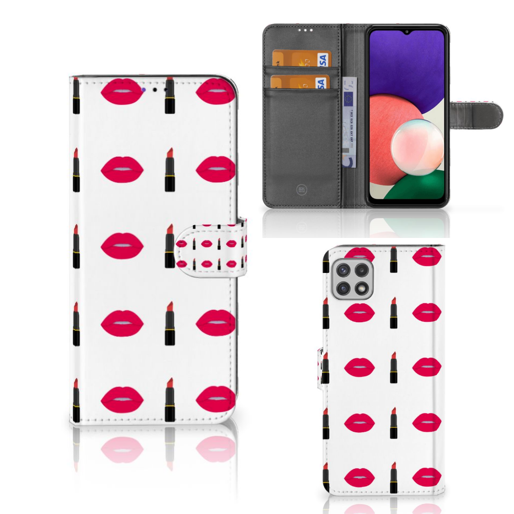 Samsung Galaxy A22 5G Telefoon Hoesje Lipstick Kiss
