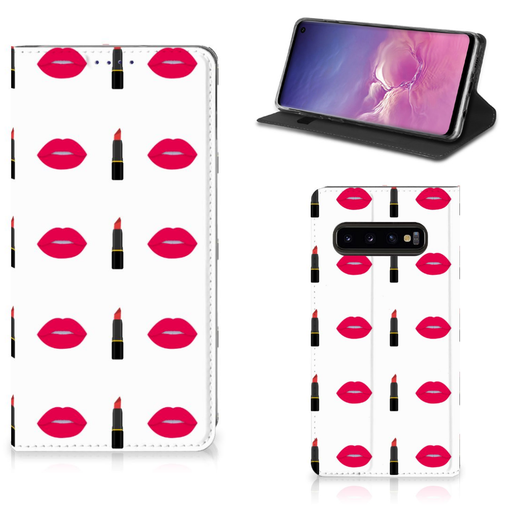 Samsung Galaxy S10 Hoesje met Magneet Lipstick Kiss