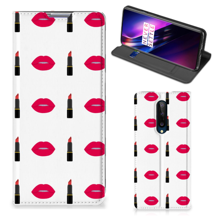 OnePlus 8 Hoesje met Magneet Lipstick Kiss