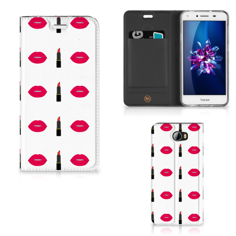 Huawei Y5 2 | Y6 Compact Hoesje met Magneet Lipstick Kiss