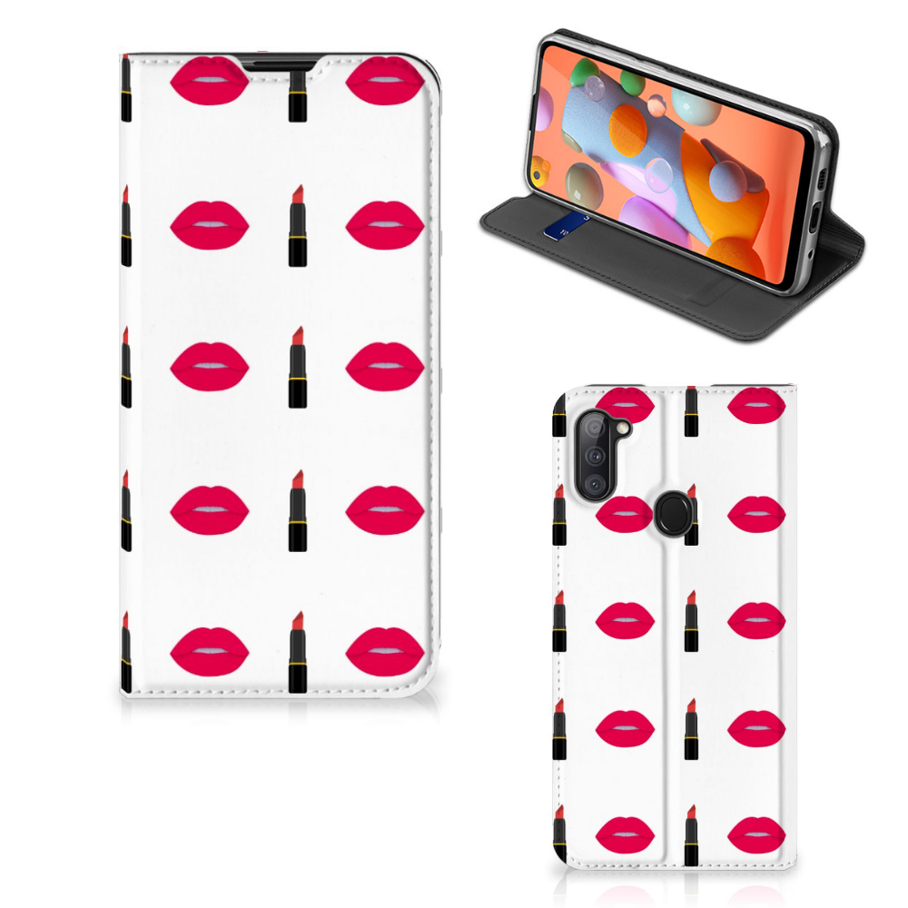Samsung Galaxy M11 | A11 Hoesje met Magneet Lipstick Kiss