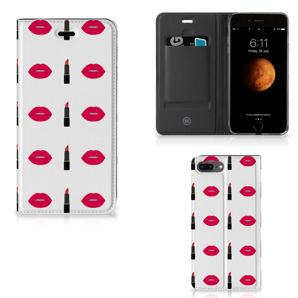 Apple iPhone 7 Plus | 8 Plus Standcase Hoesje Design Lipstick Kiss
