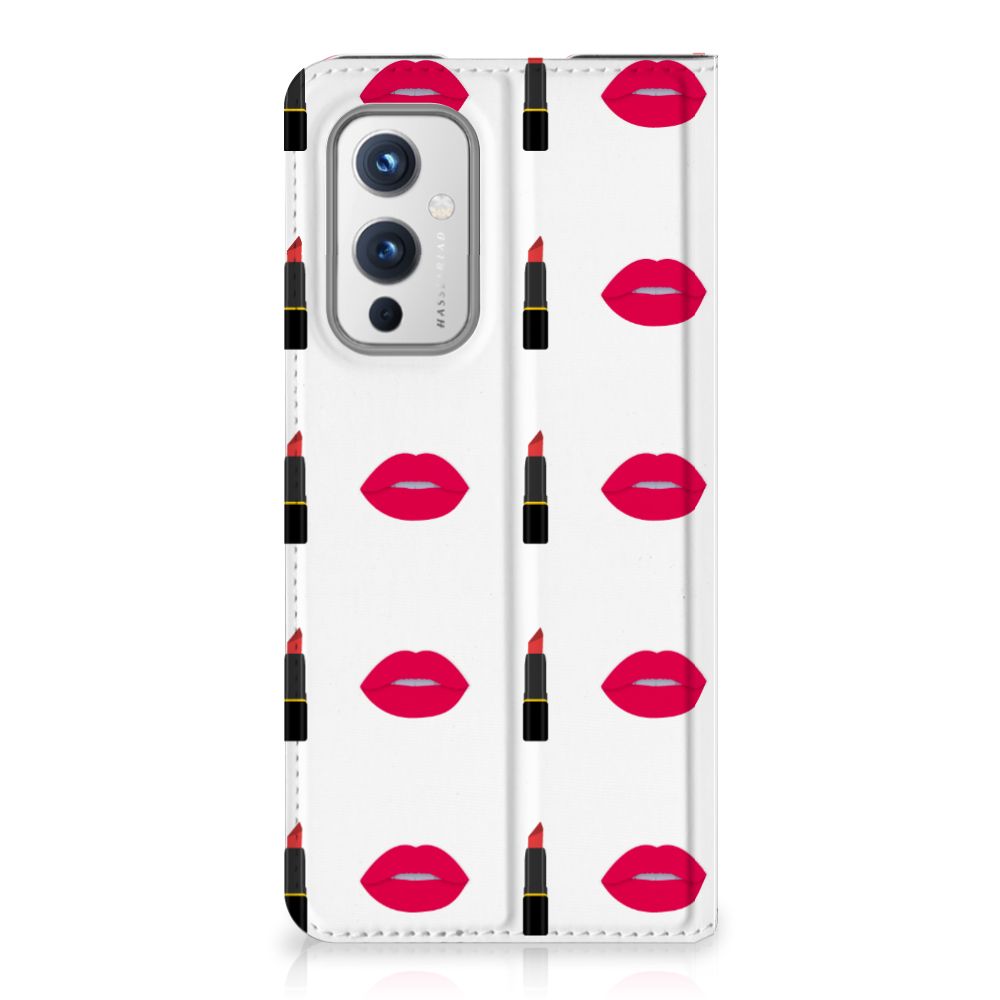OnePlus 9 Hoesje met Magneet Lipstick Kiss