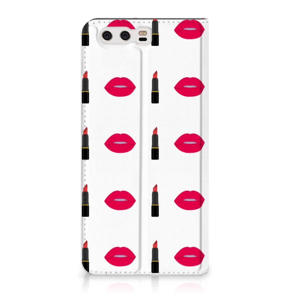 Huawei P10 Plus Hoesje met Magneet Lipstick Kiss