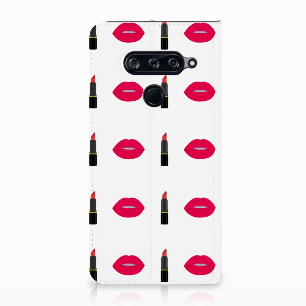 LG V40 Thinq Hoesje met Magneet Lipstick Kiss