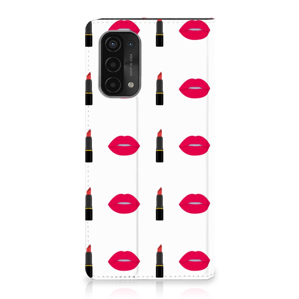 OPPO A54 5G | A74 5G | A93 5G Hoesje met Magneet Lipstick Kiss