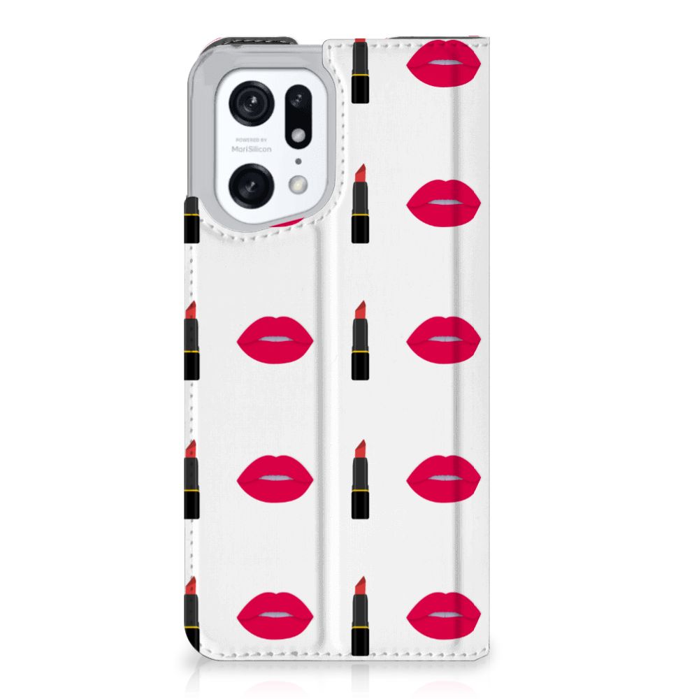 OPPO Find X5 Pro Hoesje met Magneet Lipstick Kiss