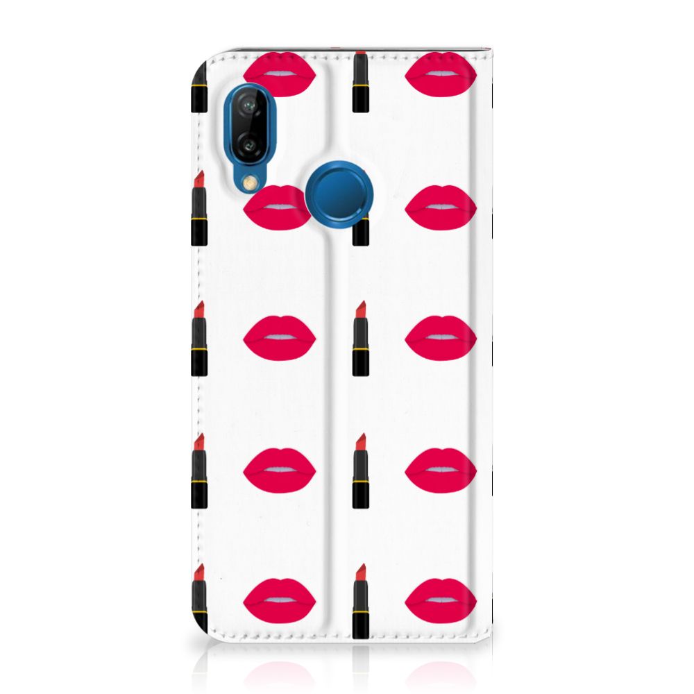 Huawei P20 Lite Hoesje met Magneet Lipstick Kiss