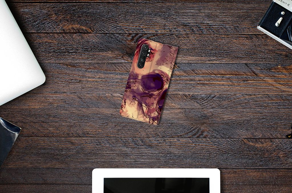 Mobiel BookCase Xiaomi Mi Note 10 Lite Skullhead